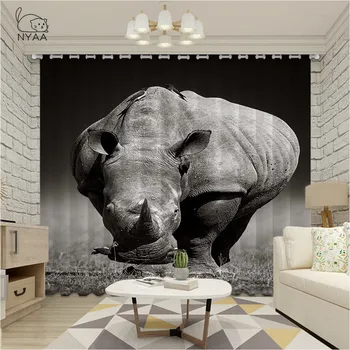 

Black And White Rhinoceros Curtains For Bedroom Child Bedroom Living Room Curtains Articles Kitchen Curtains Micro-Shading