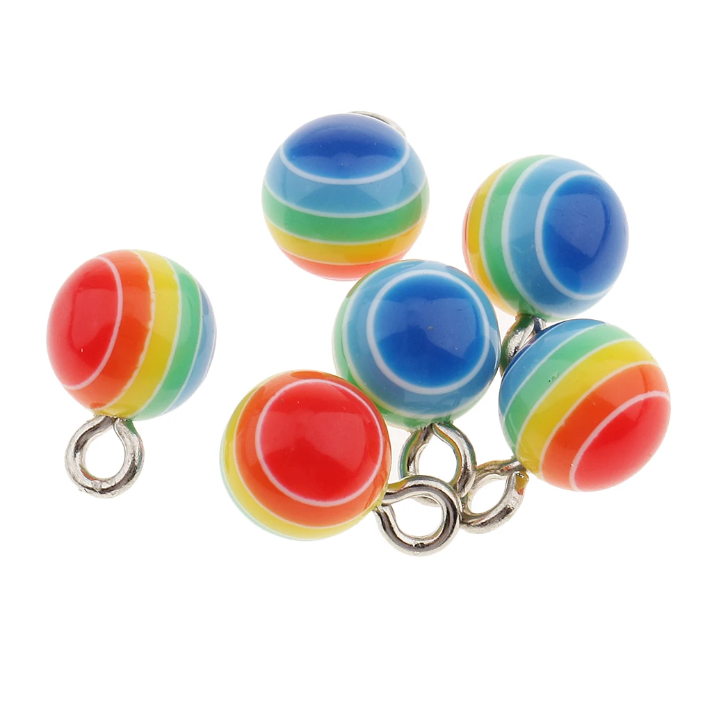 40 Pieces Round Striped Rainbow Resin Charms Pendants for necklaces bracelets earrings Jewelry Making Craft 7mm