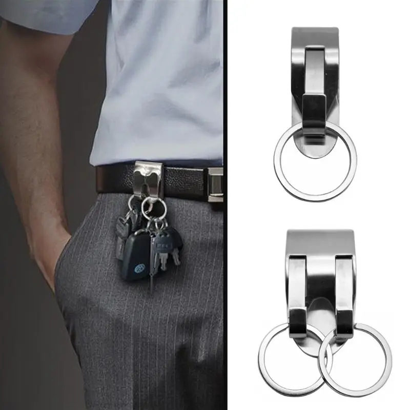 Details about   Stainless Steel Keyring Security Clip On Heavy Duty Belt Key Clip Belt Keychain 