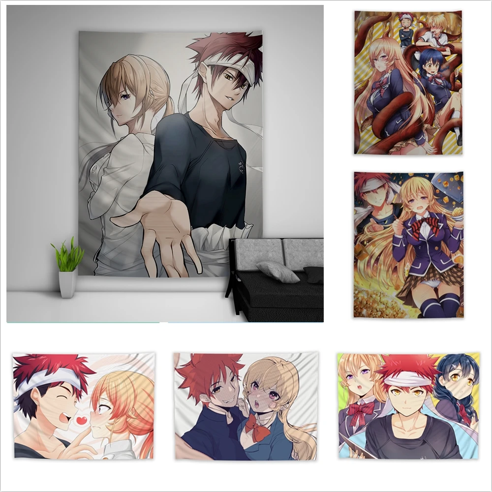 Shokugeki no Soma Yukihira Souma Nakiri Erina гобелен художественный настенный диван стол покрывало