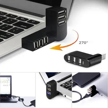 

Rotatable 3 Ports Mini USB HUB USB 3.0 Splitter Adapter Hub For PC Laptop Notebook MacPeripherals High Speed USB Hubs