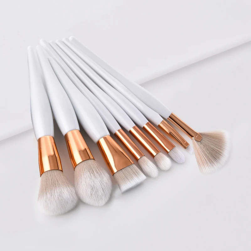 White & Gold Wooden Makeup Brushes Set Soft Foundation Powder Blush Eyeshadow Concealer Eye Make Up Brush Cosmetics Brush Tools