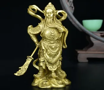Decoración artesanal de cobre bien buda latón Guangong y cobre puro Guan yu Guan Gong estatua de figura de buda de el dios de la riqueza