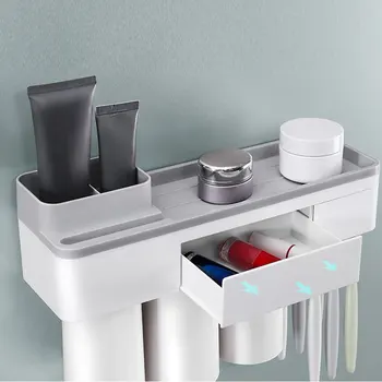 

Multi-use Magnetic Adsorption Toothbrush Holder Wall Mount Bathroom Storage Rack hot sale