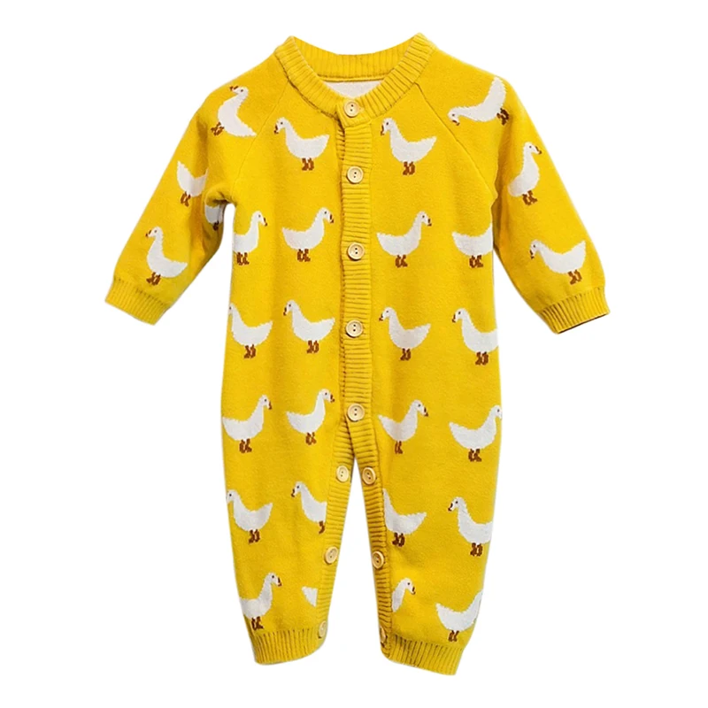 

1Pc Baby Boy Girl Autumn And Winter Long Sleeve Knitted Sweater Hoodie Cotton Causal Knitted Jumpsuit