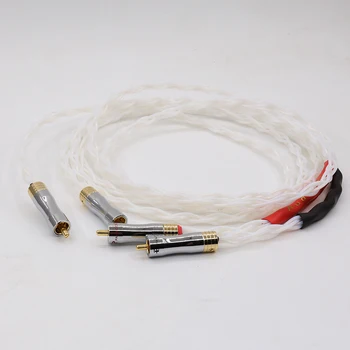 

Pair Hi-end 4N Pure Silver Braid Silver Plated Hifi RCA Extension Audio RCA Cable RCA to RCA Interconnect Cable Signla wire