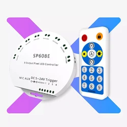 SP608E WS2812B Music Bluetooth Controller 8 CH Signal Output WS2811 WS2815 LED Light Strip IOS Android App DC 5V-24V