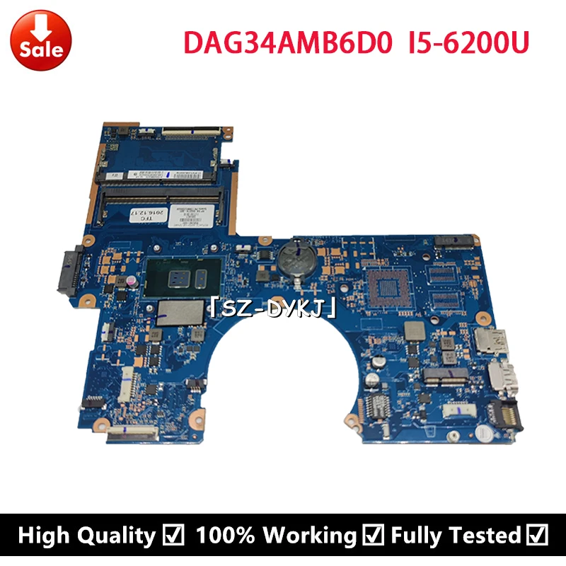 PROD 1005003186717970 For HP 15-AU Mainboard 860274-601 859246-601
DAG34AMB6D0 with i5-6200U Laptop motherboard