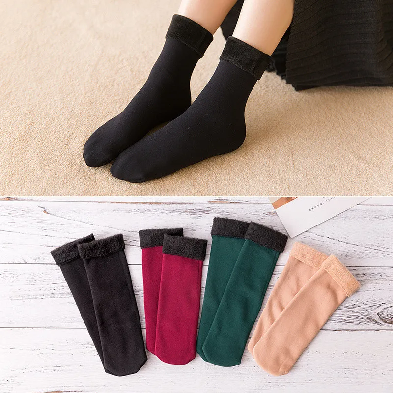 Теплые носки плюс Velent женские Носки с рисунком из утепленные Термальность из шерсти и кашемира зимние носки унисекс носки до лодыжки Спальные Носки
