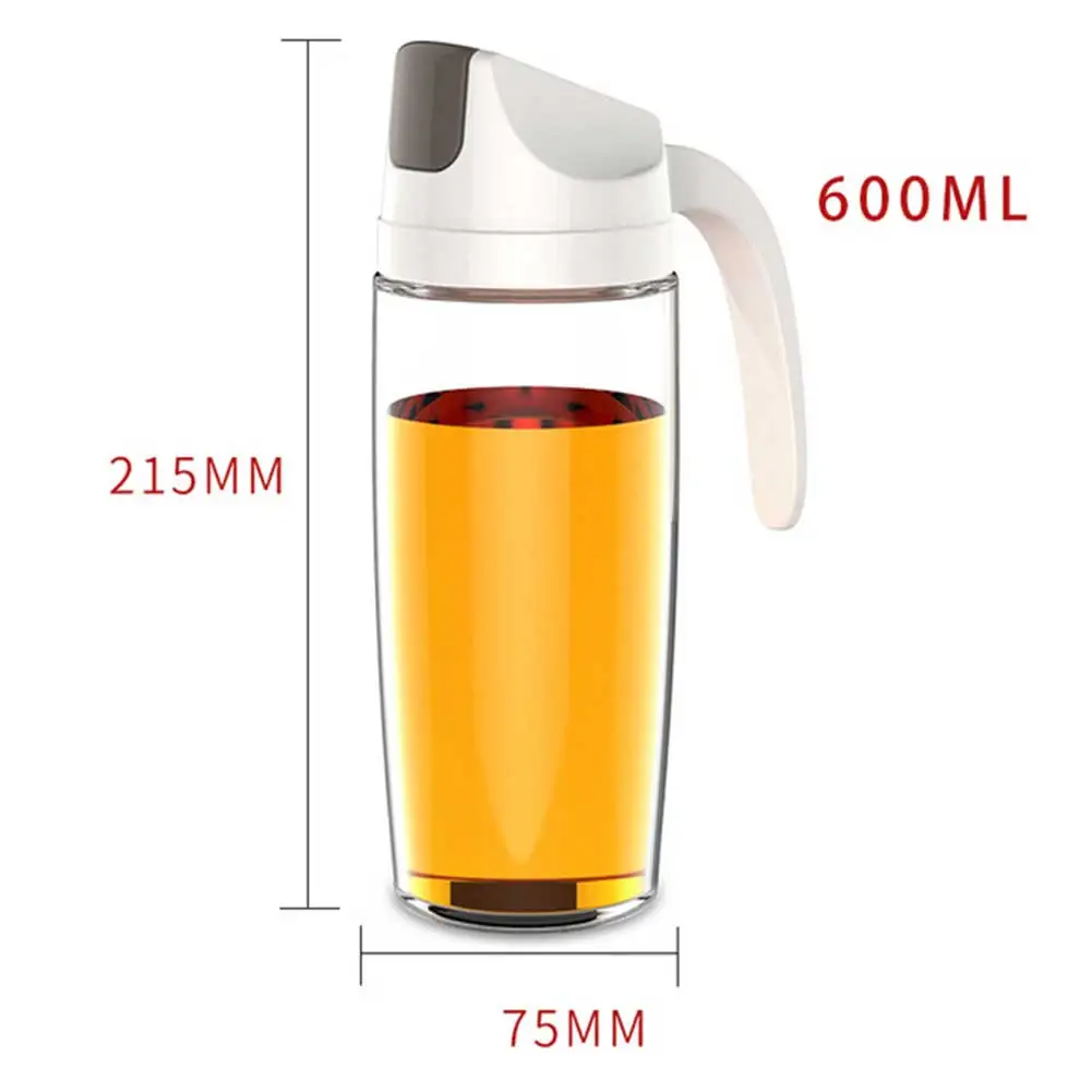 White 600ml Автоматическая открывающаяся бутылка для масла герметичный контейнер для приправы пробка диспенсер для масла JS23 - Цвет: White 600ml