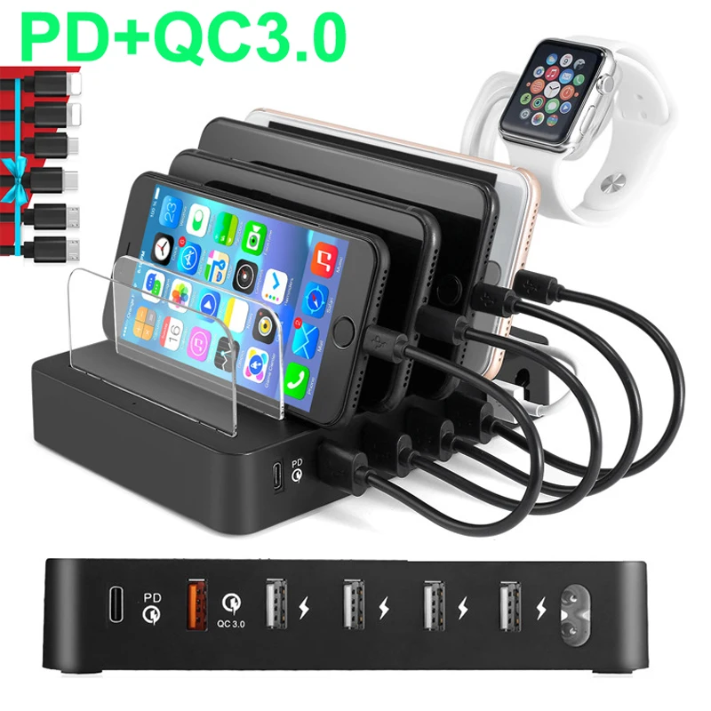 Сетевое зарядное устройство с 6 USB-портами и поддержкой быстрой зарядки |