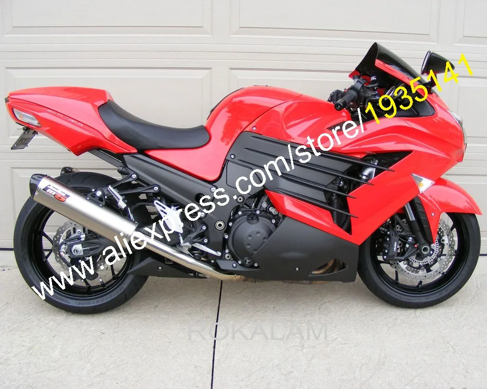 Комплект обтекателей для Kawasaki ZX14R 2012 2013 2014 ZZR1400 цвет красный/черный (литьё под