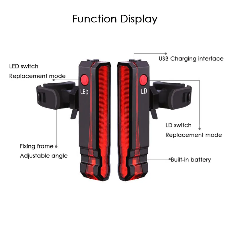 Велосипедный светильник, зарядка через usb, светодиодный светильник Tai, велосипедный Предупреждение ющий светильник, ночной уличный красный лазерный задний светильник для велосипеда, запчасти для велоспорта