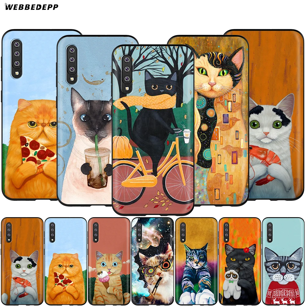 Webbedepp милый кот еда чехол для Samsung Галактики A3 A5 A6 плюс A7 A8 A9 J6 M20 A10S A20S A30S A40S A50S |