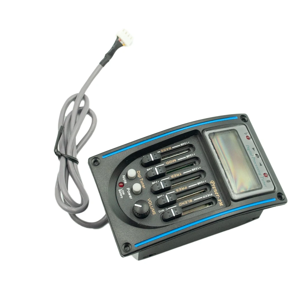 Guitar Equalizer Pedal 5-Band EQ Piezo Pickup Tuner Amplifier With Mic