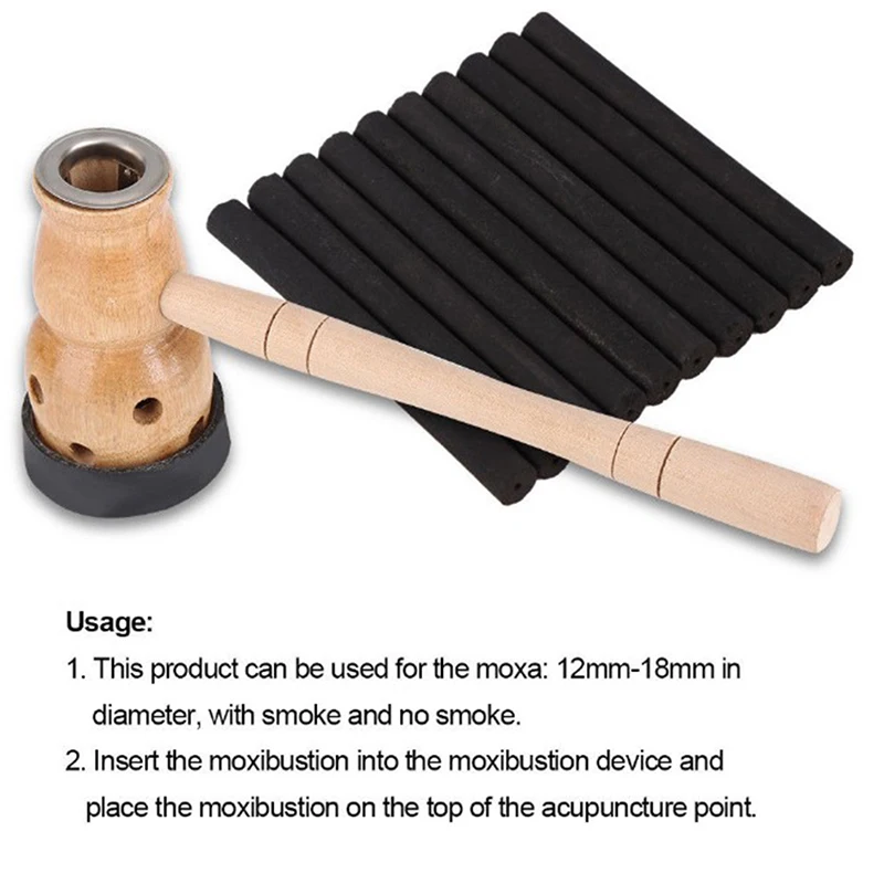 1 set Wooden Gourd Moxa Mugwort Moxibustion Box Gourd Device Massage Burner Roll Set Wormwood Artemisia Acupuncture Moxa