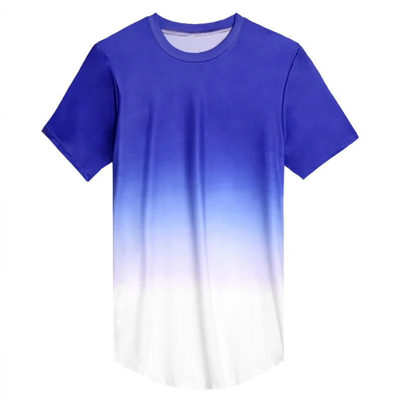 Футболка с коротким рукавом и круглым вырезом, градиентный цвет, свободная футболка из микрофибры, Верхняя Нижняя рубашка, одежда