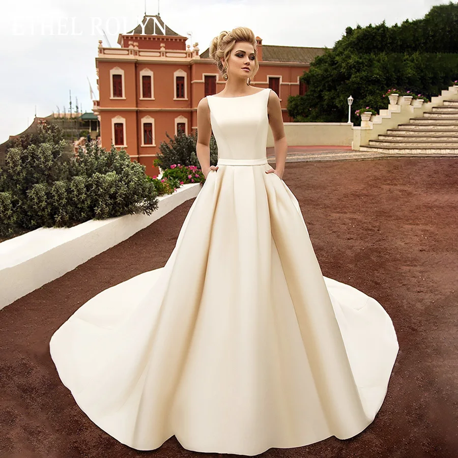 ETHEL ROLYN реальные изображения мягкие атласные свадебные платья 2020 Vestido De Novia