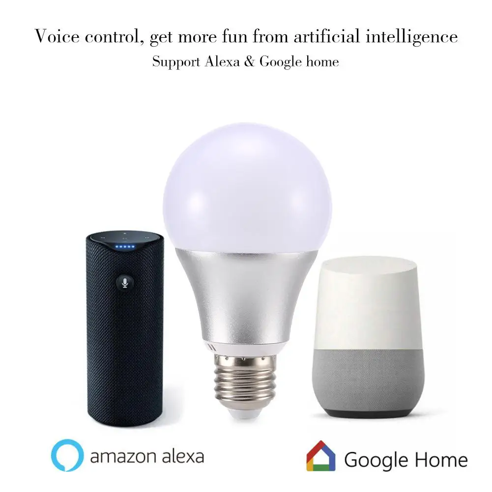 E27 WiFi Smart Light Bulb RGB LED Lamp 11W Multicolor Dimmable Bulb Voice Control Compatible with Alexa and Google Assistant