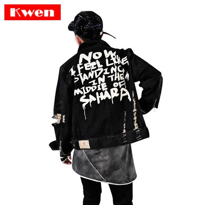 Street clothing Hip hop style Jeans Jacket Mens Jackets And Coats Denim Jacket Mens Hole Clothes Cotton Jeans Jacket