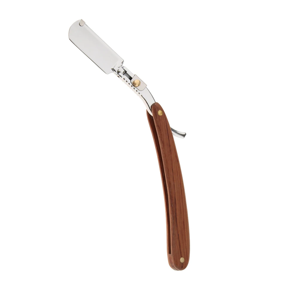 Stainless Steel Wood Handle Men`s Hair Removal Straight Razor Cut Throat