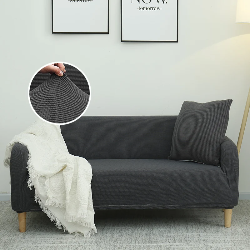 

Sofa Cover Solid Color Elastic Universal Slipcover All-inclusive Anti-slip Sofa Covers Towel For Dining/Living Room