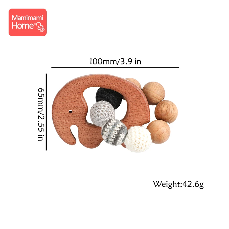 1pc Baby Wooden Teether Nursing Bracelets Olive Oil Animal Pacifier Chain Pendant Wooden Blank Crochet Bead Children'S Goods Toy