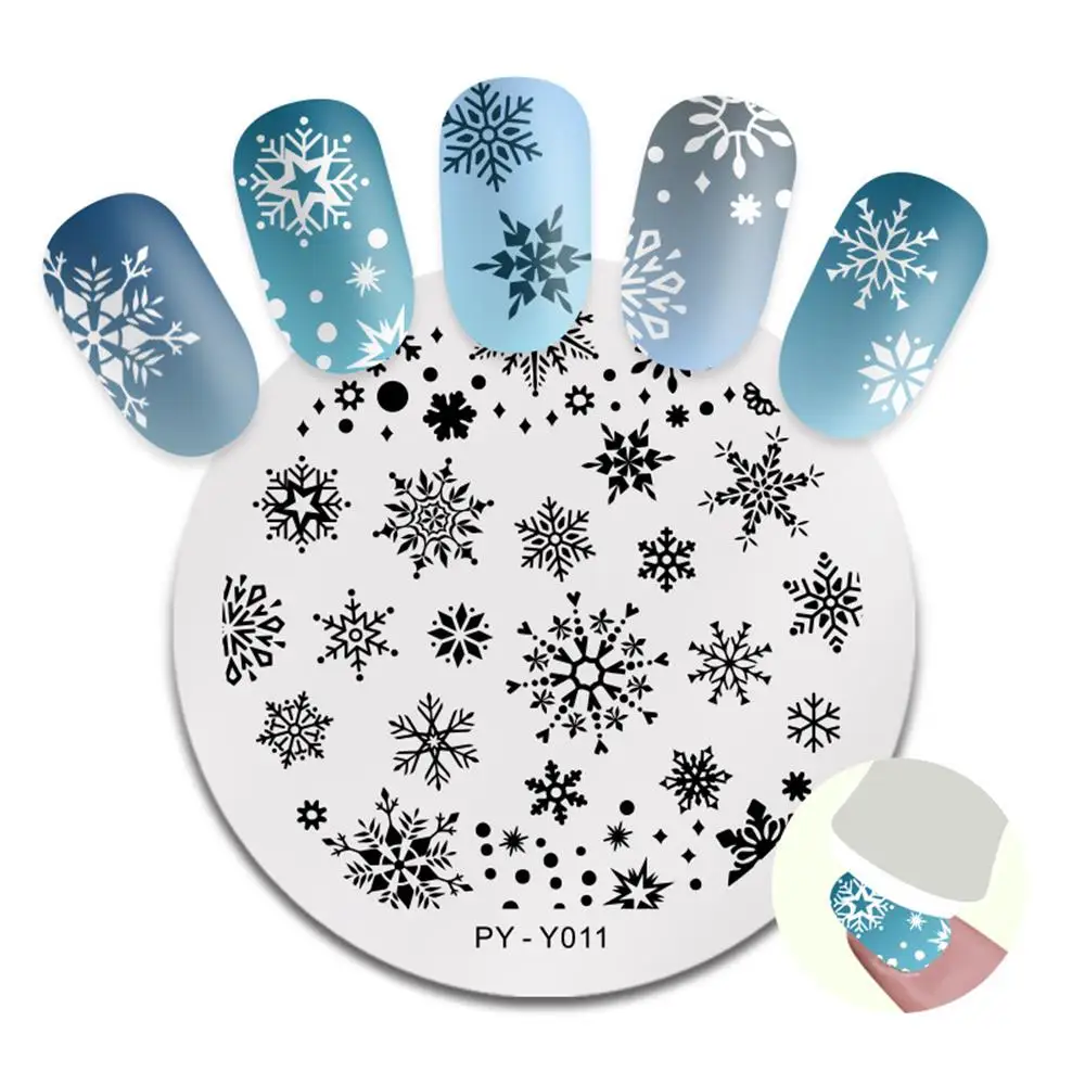 Рождество прямоугольник круглый дизайн ногтей штамп шаблон Рождество изображения пластины празднование для штамповки лака ногтей инструменты - Цвет: 08