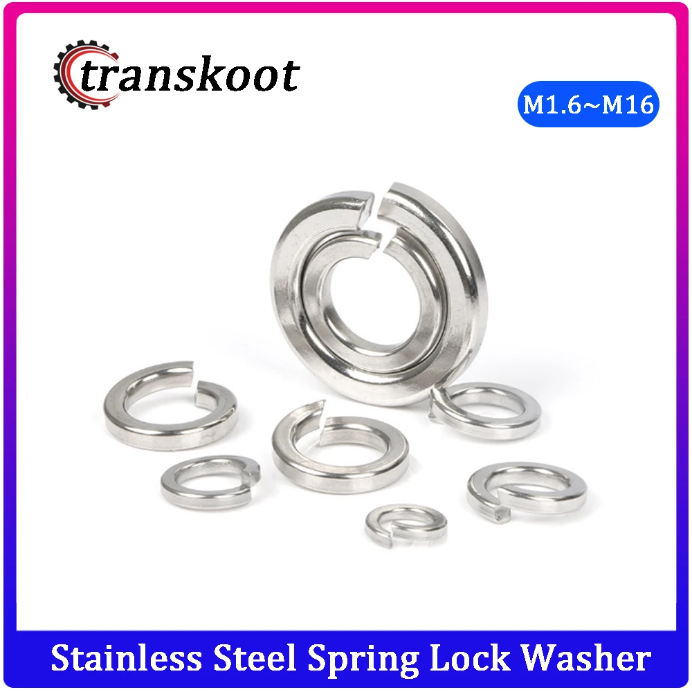 Stainless Steel Spring Split Lock/Flat Washers Assortment Kit M2 M4 M8 M12 M16 