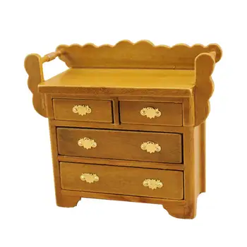 

Mini Wooden Drawer Cabinet 1/12 Doll House Furniture Accessory Kids Pretend Play Toy