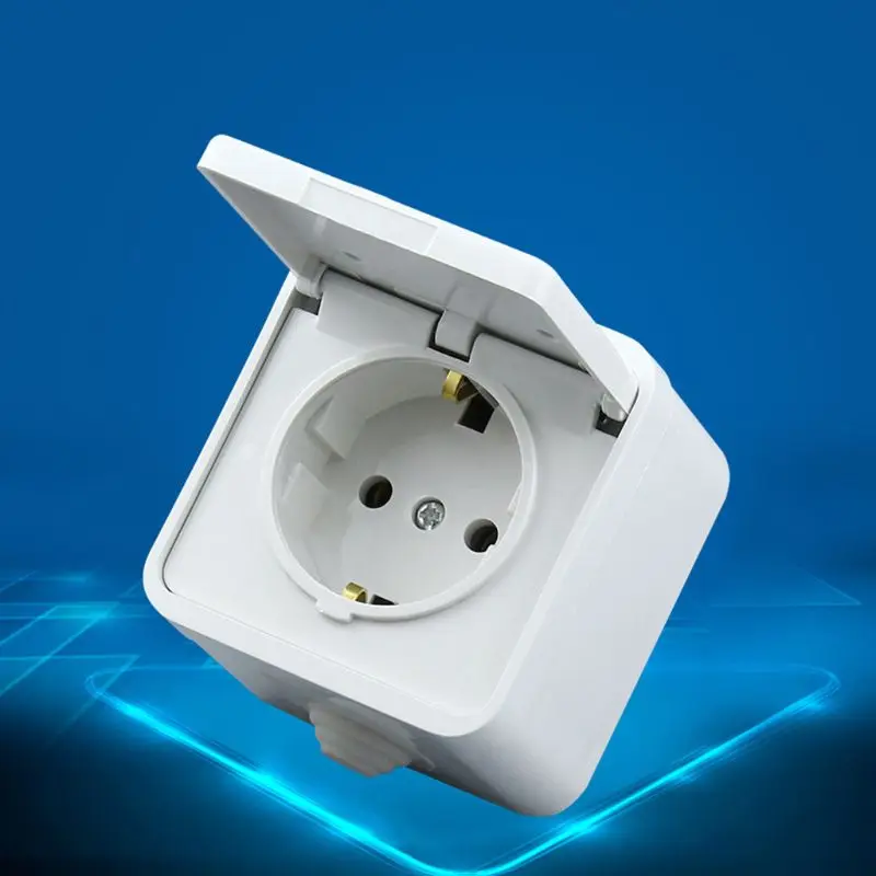 

16A 250V EU socket Europese 2P + E anti-splash stopcontact wit socket met cover