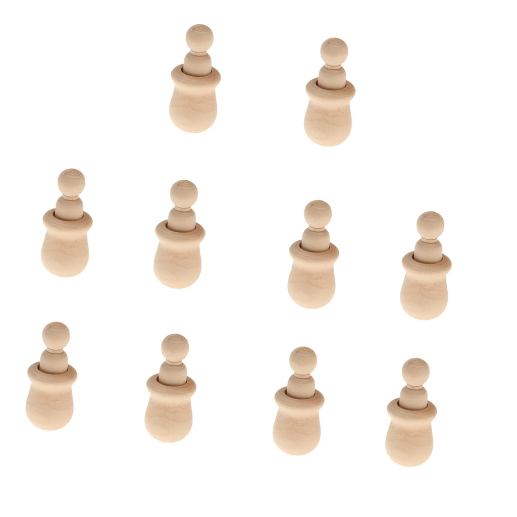 10pcs Wooden Peg People Nesting Set Peg Dolls Crafts Montessori Toy