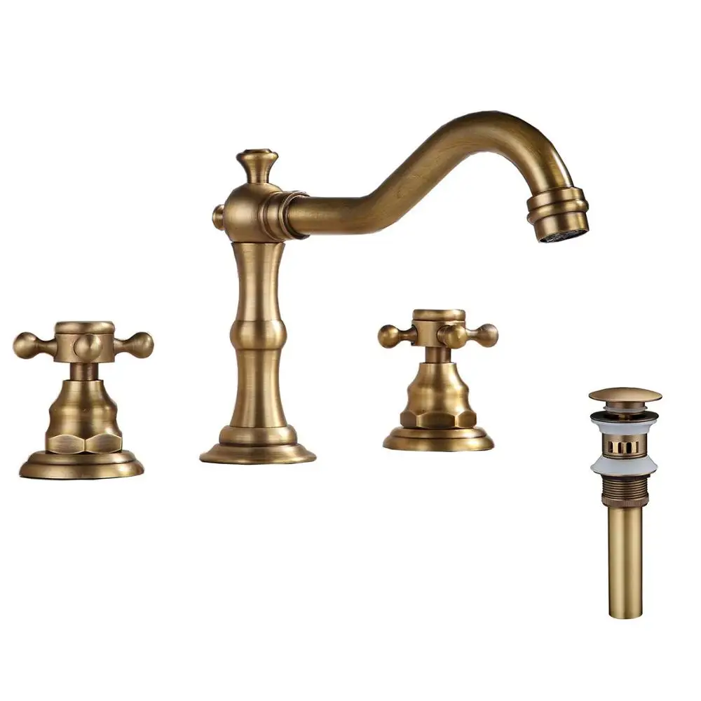 Antique Brass YifinessyiFaucet две ручки кран для ванной комнаты 3 отверстия 8-16 дюймов широко распространенный кран для раковины ванной комнаты - Цвет: Antique Brass