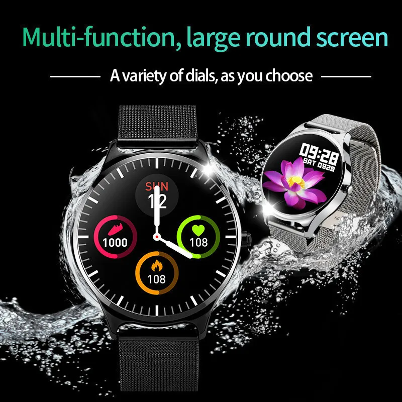 Full round screen metal smart watch sports heart rate blood pressure monitoring watches multi-function For Apple Iphone