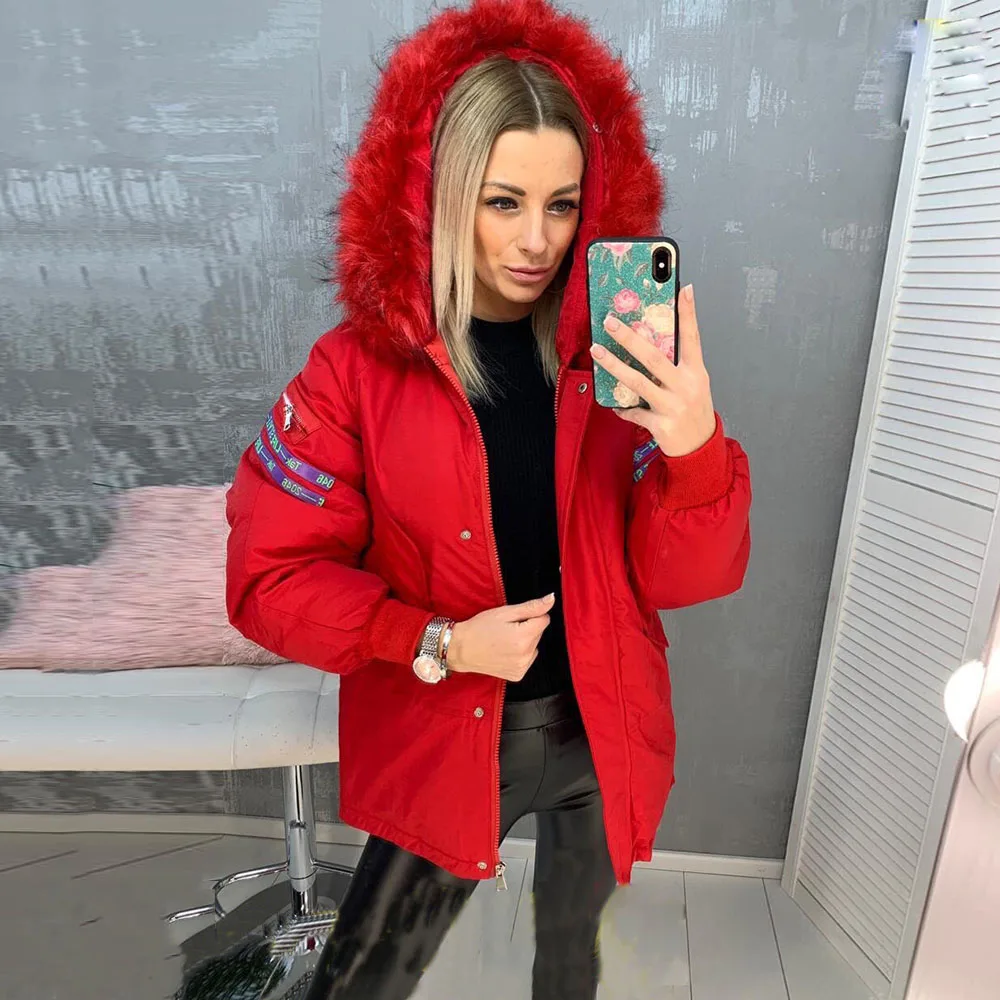 Winter New Loose Oversize Leisure Women Cotton Clothes Padded Jackets Fur Hood Basic Parkas Female Thick Warmness Casual Outwear |