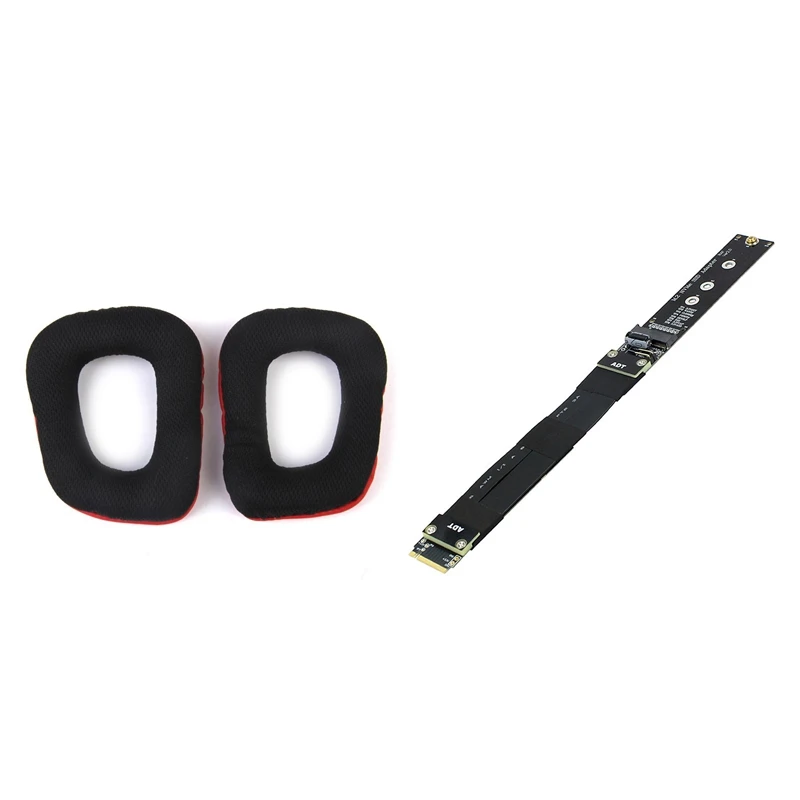 Headphone sets Headphones Red Black with R44SF M 2 NVMe M Key Extension Cable SSD Riser Card Ribbon Line