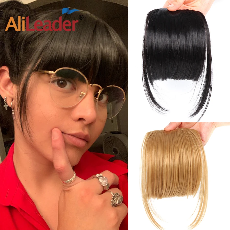 Alileader короткие прямые удлинители челки синтетические волосы для женщин