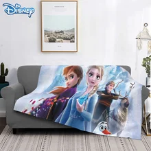Couverture imprimée de dessin animé Disney la reine des neiges pour enfants et adultes, plaid chaud en flanelle Sherpa, couvre lit pour canapé et lit 