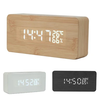 

Wood Bamboo LED Temperature Alarm Clock Calendar