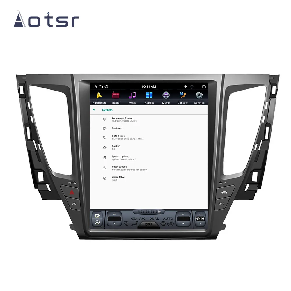 Top Tesla Style Android 8.1 GPS Navigation DVD Player For Mitsubishi Pajero 2016-2019 Car Auto Radio Stereo Multimedia Unit Player 8