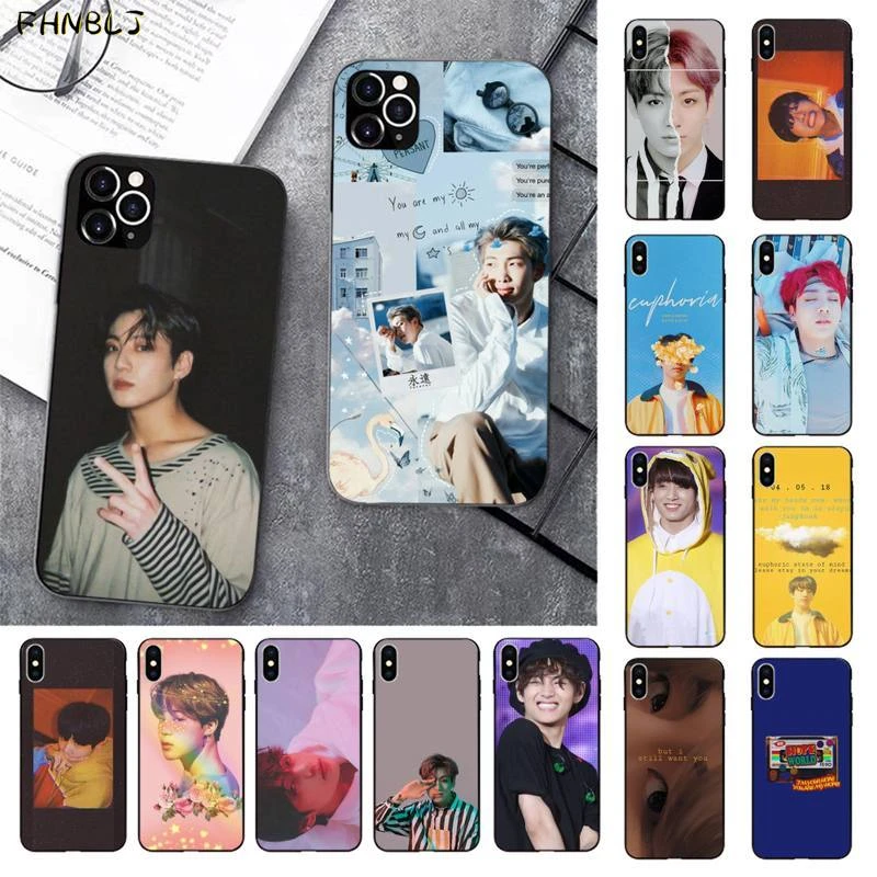 FHNBLJ KPOP Jin SUGA j-hope RM Jimin V Black Soft Shell Phone Case Capa for iPhone 11 pro XS MAX 8 7 6 6S Plus X 5 5S SE 2020 XR iphone 7 case