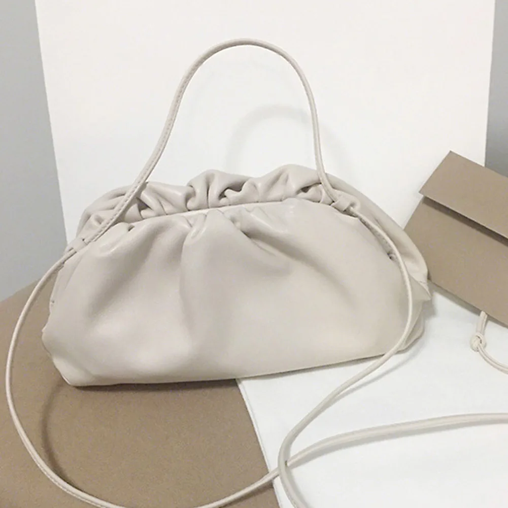 

Pleats Dumpling Frame Shoulder Cross Bag Faux Leather Handbag Large Capacity Waterproof Popular