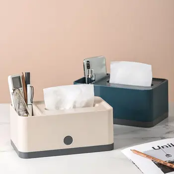 

Multi-function Plastic Tissue Box Phone Shelf Holder Countertop Hand Towel Tray Free Punch Paper Tissue Wipes Box for Home