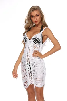 

Bath Dresses Swimsuit Cover Up Womens Beach Dress 2020 Swiming Suit Women Beachwear New Bikini Summer Sexy Striped Acrylic Fmzxg