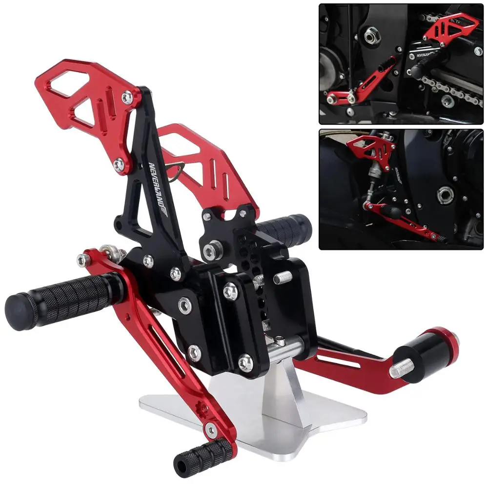 

Black Red Design CNC Motorcycle Reat Footrest Foot Pedal Pegs Set For Suzuli GSX R 600 750 GSX-R GSXR D40