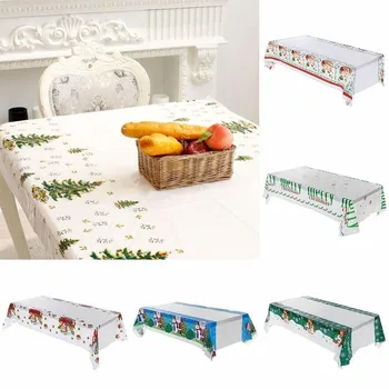 

180*110 Cm Christmas Tablecloth PVC Dining Table Covers New Year Home Navidad Kitchen Decor Accessories Christmas Tablecloth