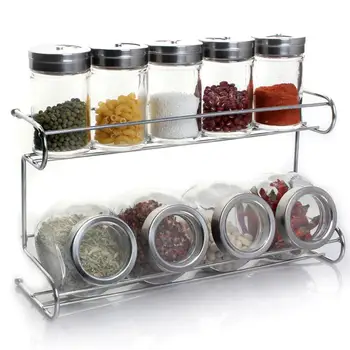 

1 Set of Spice Rack Sealed Glass Double Layer Spice Rack Standing Drawer Kitchen Shelf for Restaurant Storage Kitchen