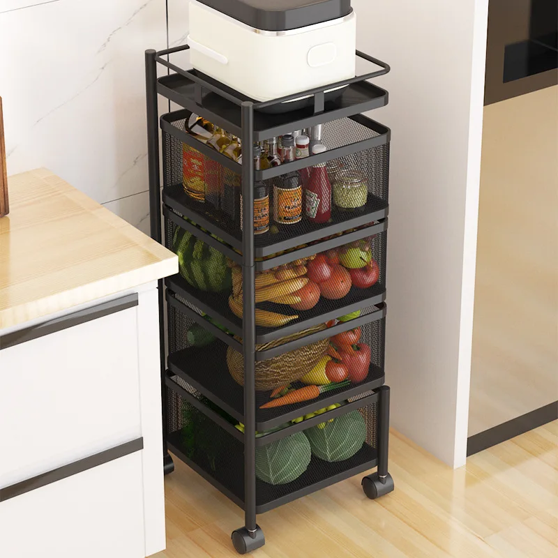 US $91.08 Kitchen Storage Basket MultiFunctional Vegetables Fruit Racks with Cover Drawer for Organizers Box Durable