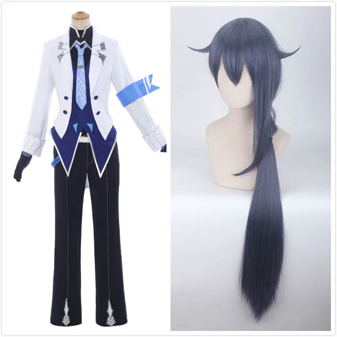 Аниме! Honkai Impact 3 версия Fu Hua Night Squire Battlesuit Готическая униформа косплей костюм унисекс костюмы на Хэллоуин - Цвет: costume and wig