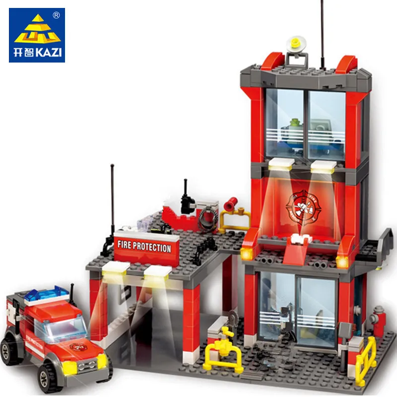 300Pcs City Fire Station Truck Police Building Blocks Sets Fight Engine Car Model Bricks Assembly Educational Toys for Children | Игрушки и